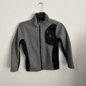 Spyder Kids Youth Full Zip Sweater Grey/Black Jacket w/ zip chest pocket,7/8